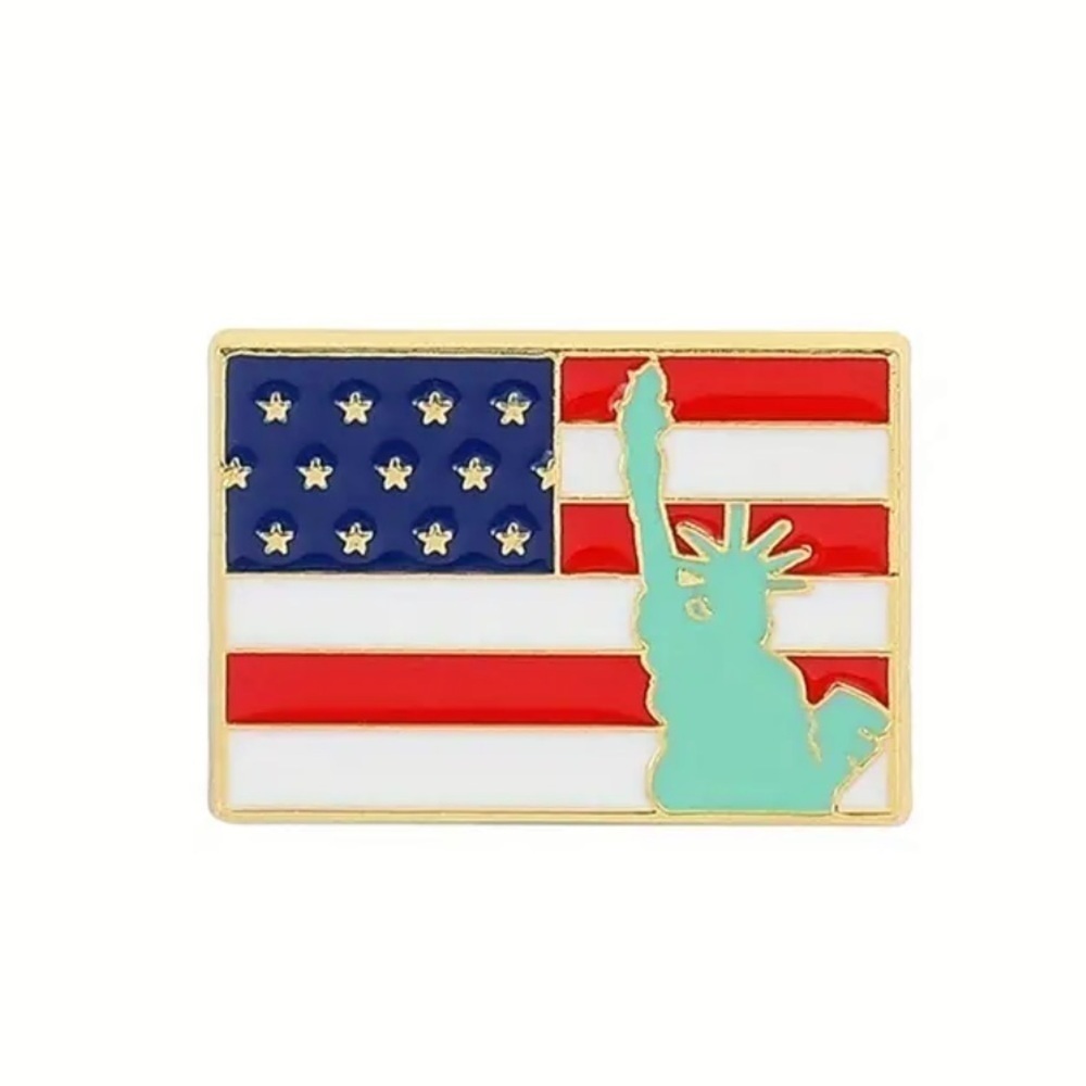 3/$25 Statue of Liberty and American Flag Metal Enamel Pin Badge Brooch Unisex